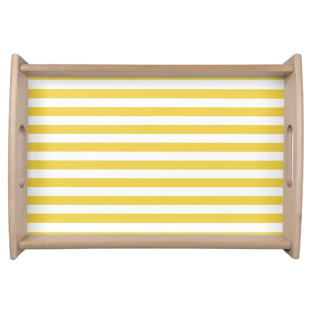 Yellow and White Stripe Pattern Serving Tray (Front)