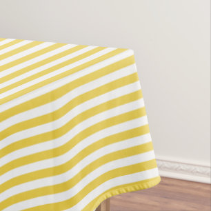 Yellow and White Stripe Pattern Tablecloth