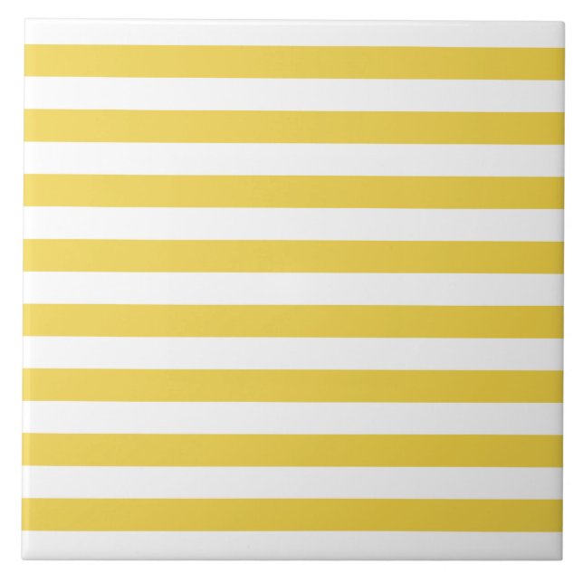 Yellow and White Stripe Pattern Tile (Front)