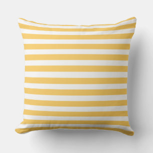 Yellow and White Stripe Throw Pillow