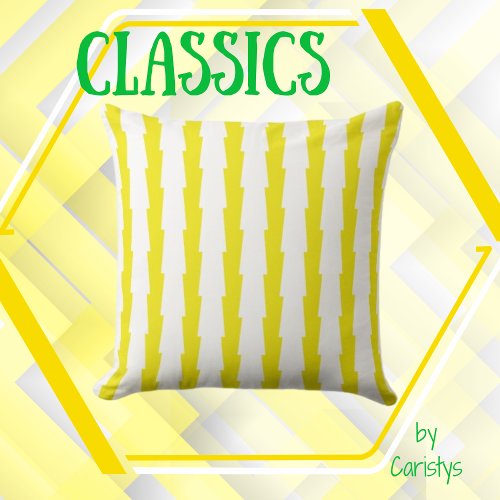 Yellow and White Striped Accent Pillow