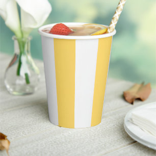 Yellow and White Striped Paper Cups