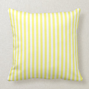 Yellow and White Striped Throw Pillow