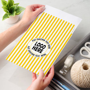 Yellow and white stripes and custom logo business envelope mailers
