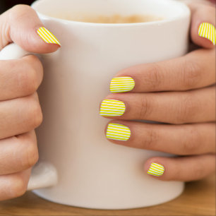 Yellow and White Stripes Minx Nail Art