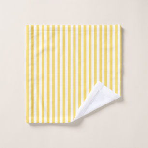 Yellow and White Stripes Pattern Bath Towel Set