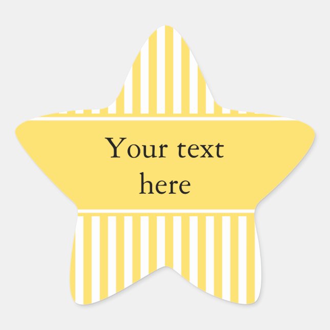 Yellow and White Stripes Pattern Star Sticker (Front)