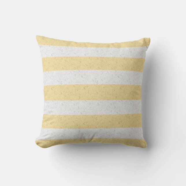 Yellow and White Stripes Throw Pillow (Front)