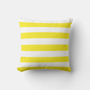 Yellow and White Stripes Throw Pillow
