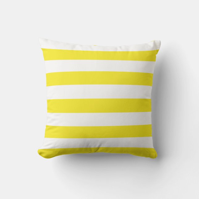 Yellow and White Stripes Throw Pillow (Front)