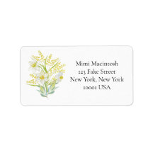 Yellow and White Summer Flowers Address Labels