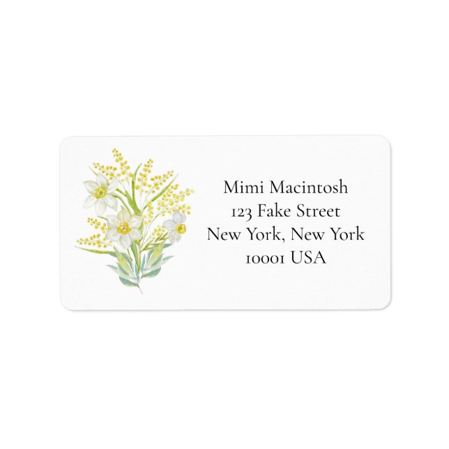 Yellow and White Summer Flowers Address Labels (Front)