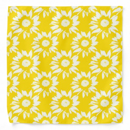 Yellow and White Sunflower Pattern Bandana
