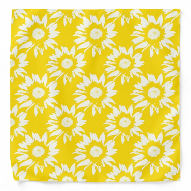 Yellow and White Sunflower Pattern Bandana (Front)