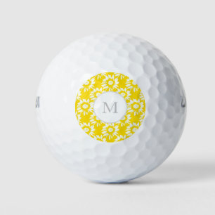 Yellow and White Sunflower Pattern Golf Balls