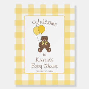 Yellow and White Teddy Bear Welcome Sign