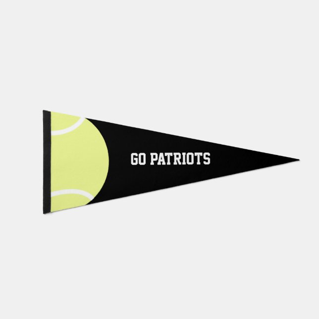 Yellow and White Tennis Ball Personalized Pennant Flag (Front)