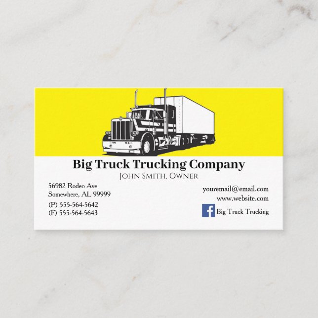 Yellow and White Trucking Company Business Card (Front)