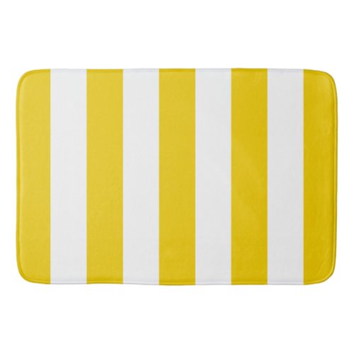 Yellow and White Vertical Stripes Bath Mat