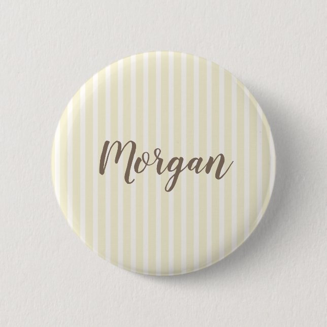 Yellow and White Vertical Stripes Button (Front)
