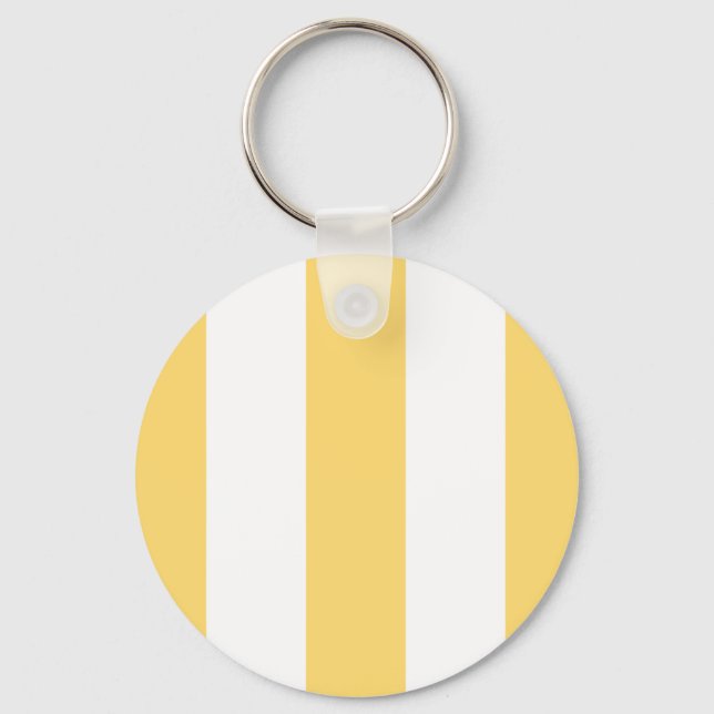Yellow And White Vertikal Stripes  Keychain (Front)