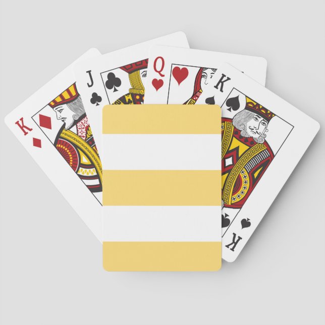 Yellow And White Vertikal Stripes  Poker Cards (Back)