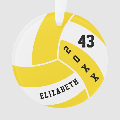 Yellow and White Volleyball 4  DIY Name Ornament