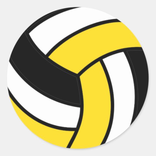 Yellow and White Volleyball Classic Round Sticker