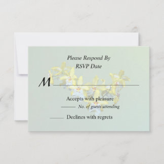 Yellow and White Vuylstekeara Orchids Heart RSVP Card