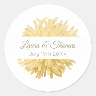 Yellow and White Wedding Classic Round Sticker