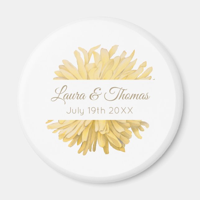 Yellow and White Wedding Magnet (Front)