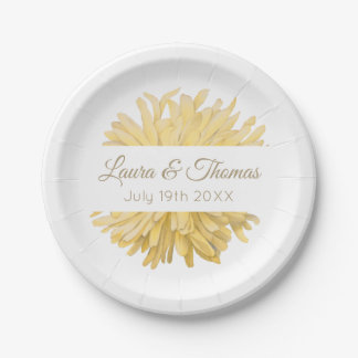 Yellow and White Wedding Paper Plates