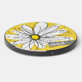 Yellow and White Whimsical Daisy - Custom Script Wireless Charger (Front 2)