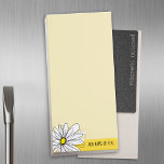 Yellow and White Whimsical Daisy with Custom Name Magnetic Notepad<br><div class="desc">A zen and whimsical,  hipster piece of art. You can add a name,  monogram or other custom text. If you need to move the art around,  click on the customize button to make changes.</div>
