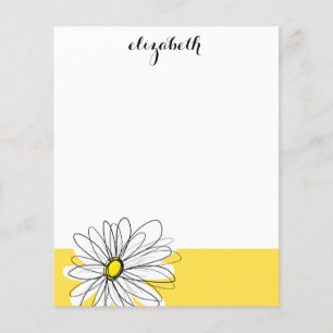 Yellow and White Whimsical Daisy with Custom Text