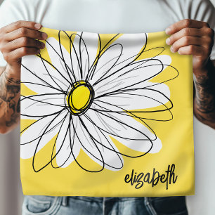 Yellow and White Whimsical Daisy with Custom Text Bandana