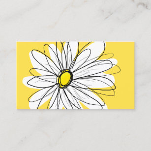Yellow and White Whimsical Daisy with Custom Text Business Card