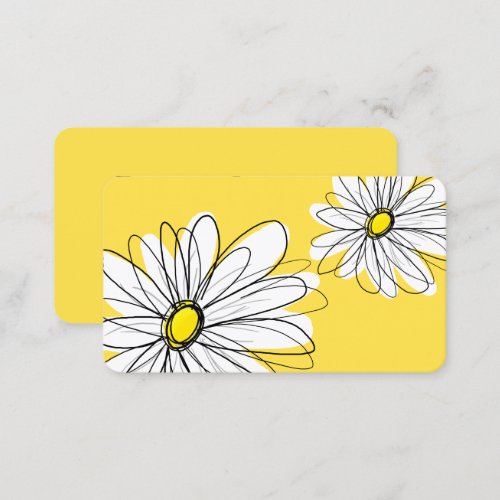 Yellow and White Whimsical Daisy with Custom Text Business Card