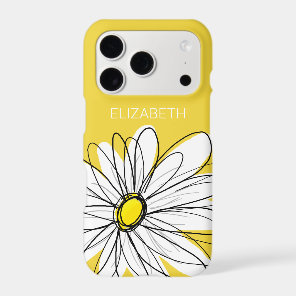 Yellow and White Whimsical Daisy with Custom Text iPhone 17 Pro Case