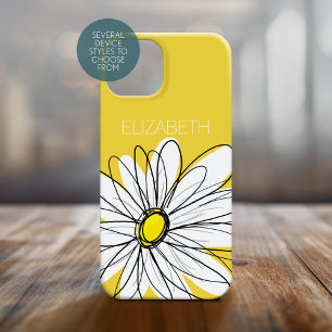Yellow and White Whimsical Daisy with Custom Text iPhone SE/5/5s Case