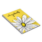Yellow and White Whimsical Daisy with Custom Text Notebook (Right Side)