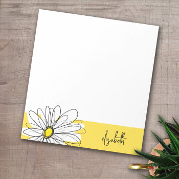 Yellow And White Whimsical Daisy With Custom Text Notepad by MarshEnterprises at Zazzle