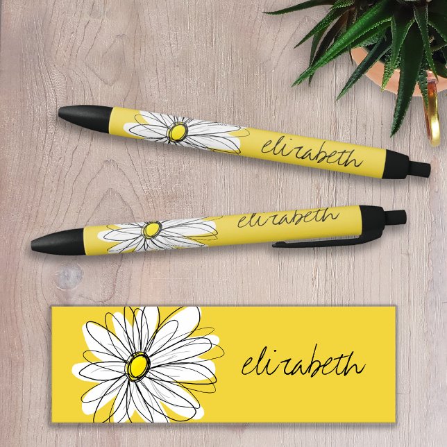 Yellow and White Whimsical Daisy with Custom Text Pen (Creator Uploaded)
