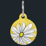 Yellow and White Whimsical Daisy with Custom Text Pet ID Tag<br><div class="desc">A zen and whimsical,  hipster piece of art. You can add a name,  monogram or other custom text. If you need to move the art around,  click on the customize button to make changes.</div>