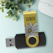 Yellow And White Whimsical Daisy With Custom Text Usb Flash Drive at Zazzle