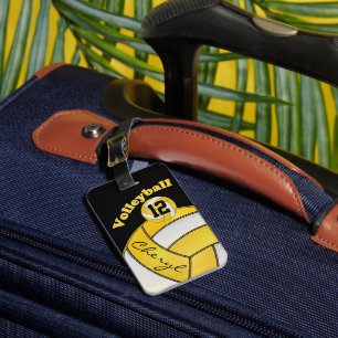 Yellow and White with Black Sporty Volleyball Luggage Tag