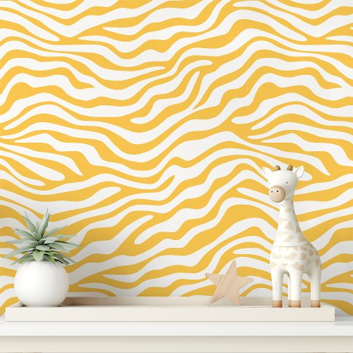 Yellow And White Zebra Stripe Wallpaper