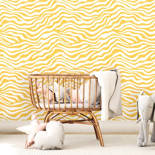 Yellow and White Zebra Stripe Wallpaper