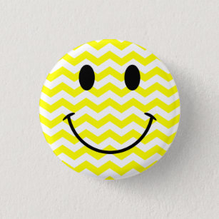 Yellow and White Zigzag Face Button