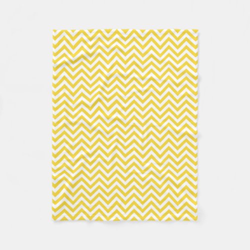 Yellow and White Zigzag Stripes Chevron Pattern Fleece Blanket